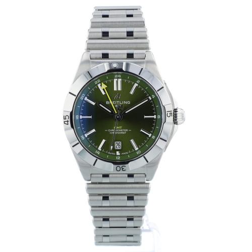 Gents Breitling Chronomat A32398 Stainless Steel case with Green dial