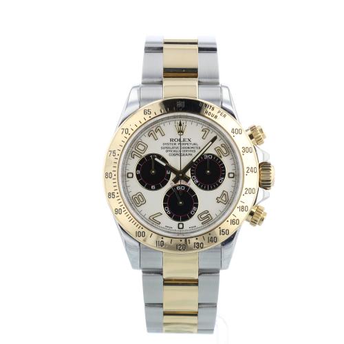 Gents Rolex Daytona 116523 18ct Yellow Gold Stainless Steel case with White Racing dial Gents Rolex Daytona 116523 18ct Yellow Gold Stainless Steel case with White Racing dial