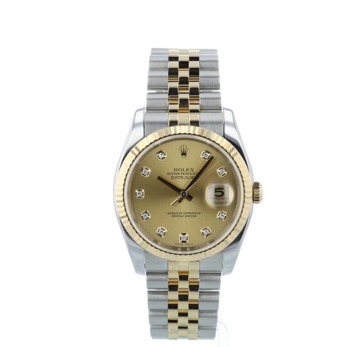 Gents Rolex Datejust 116233 18ct Yellow Gold   Stainless Steel case with Champagne Diamond Set dial