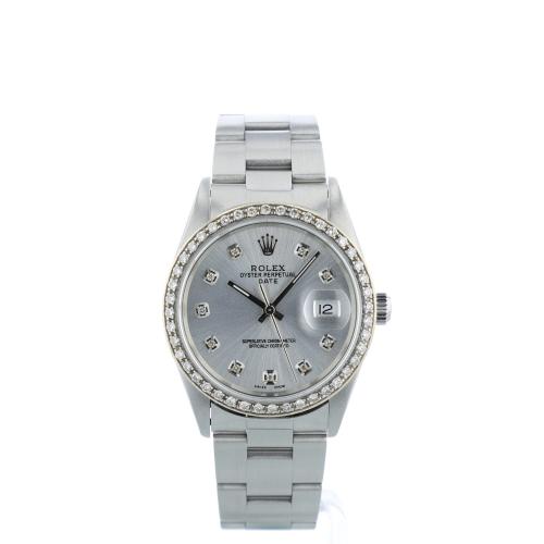 Gents Rolex Date 15200 Stainless Steel case with Silver Diamond Set dial