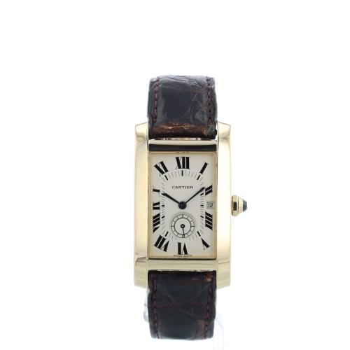 Gents Cartier Tank Americaine 2556 18 CT case with Champagne dial