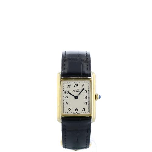 Gents Cartier Tank W1002753 G/P case with White dial