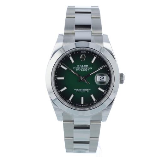Gents Rolex Datejust 41 126300 Stainless Steel case with Green Ombre dial Gents Rolex Datejust 41 126300 Stainless Steel case with Green Ombre dial