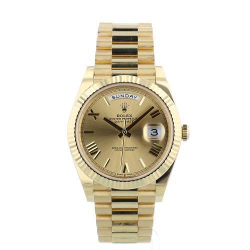 Gents Rolex Day Date 40 228238 18ct Yellow Gold case with Champagne dial