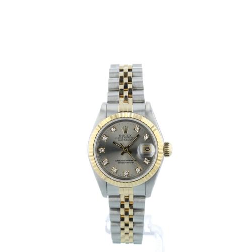 Ladies Rolex DateJust 69173 18ct Yellow Gold   Stainless Steel case with Silver Diamond Set dial