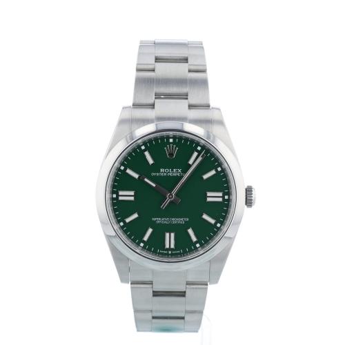 Gents Rolex Oyster Perpetual 41 124300 Steel case with Green dial