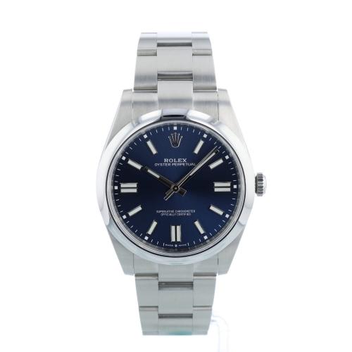 Gents Rolex Oyster Perpetual 41 124300 Stainless Steel case with Blue dial