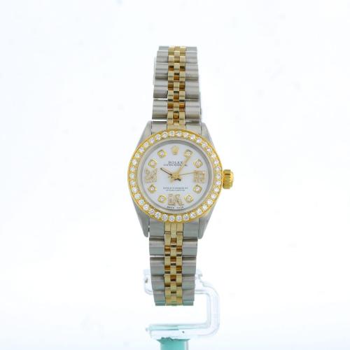 Ladies Rolex Oyster Perpetual 6718 18ct Yellow Gold   Stainless Steel case with White Diamond Set dial