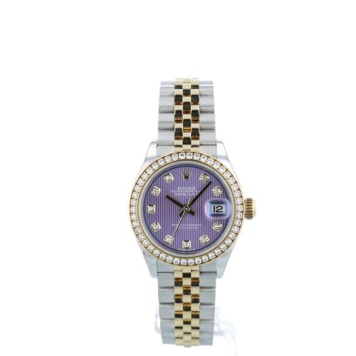 Ladies Rolex Datejust 28 279383RBR 18ct Yellow Gold Stainless Steel case with Lavender Diamond dial Ladies Rolex Datejust 28 279383RBR 18ct Yellow Gold Stainless Steel case with Lavender Diamond dial