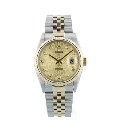 Gents Rolex DateJust 16233 18ct Yellow Gold   Stainless Steel case with Champagne Jubilee Diamond dial