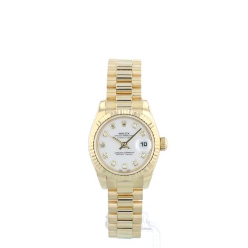 Ladies Rolex Datejust 179178 18ct Yellow Gold case with White Diamond Set dial