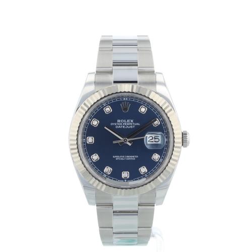 Gents Rolex Datejust 41 126334 Steel case with Blue Diamond dial