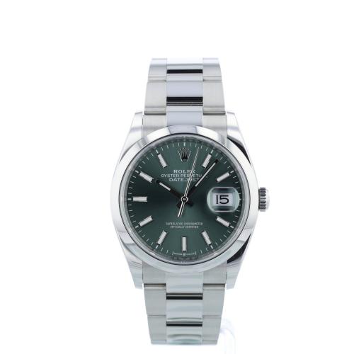 Gents Rolex DateJust 36 126200 Stainless Steel case with Mint Green dial
