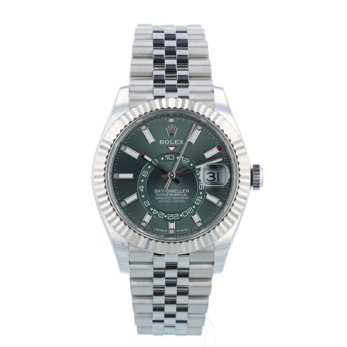 Gents Rolex Sky Dweller 336934 Stainless Steel case with Mint Green dial