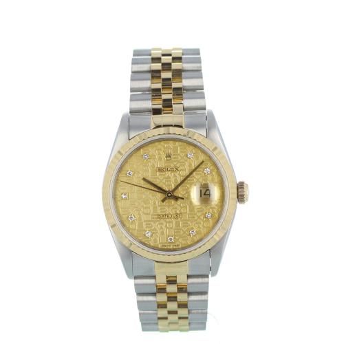 Gents Rolex Datejust 16233 18ct Yellow Gold   Stainless Steel case with Champagne Jubilee Diamond dial