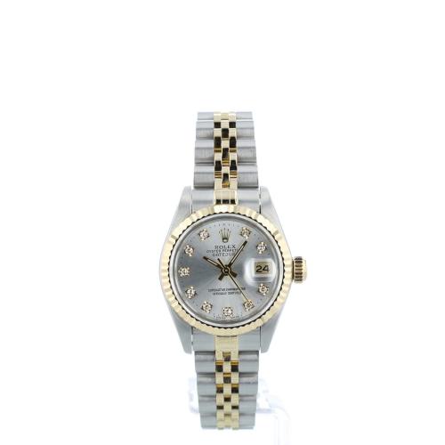 Ladies Rolex DateJust 69173 18ct Yellow Gold   Stainless Steel case with Silver Diamond Set dial