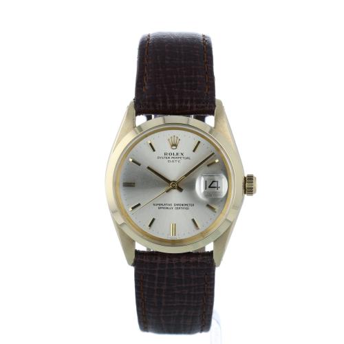 Gents Rolex Oyster Perpetual Date 1500 9 CT case with Silver dial