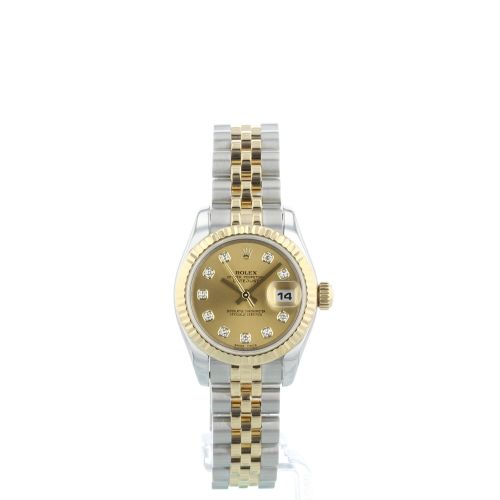 Ladies Rolex Datejust 179173 18ct Yellow Gold   Stainless Steel case with Gilt Diamond dial