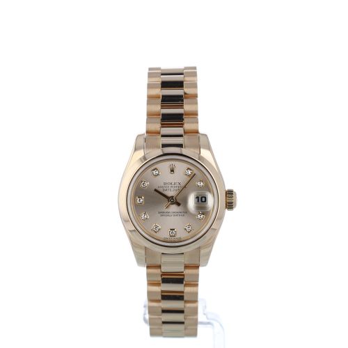 Ladies Rolex Datejust 179165 18ct Rose Gold case with Pink Diamond Set dial Ladies Rolex Datejust 179165 18ct Rose Gold case with Pink Diamond Set dial