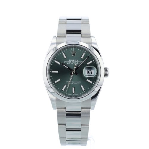 Gents Rolex DateJust 36 126200 Stainless Steel case with Mint Green dial