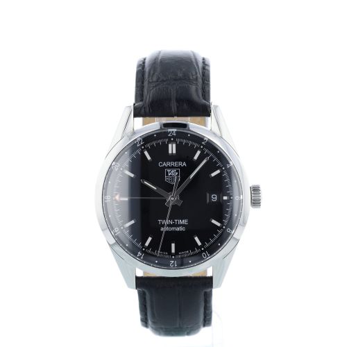 Gents Tag Heuer Twin Time WV2115-0 Steel case with Black dial