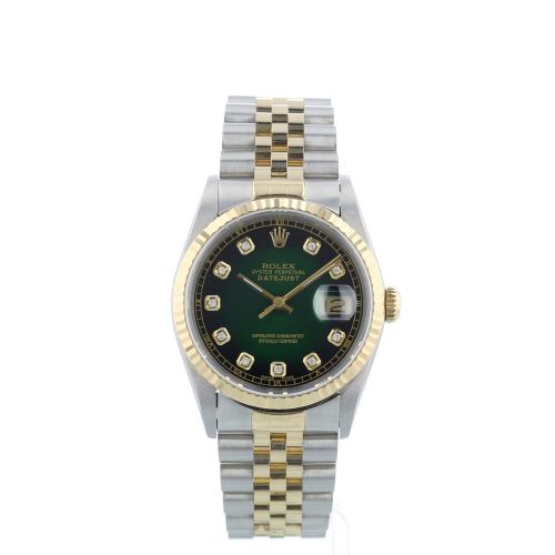 Gents Rolex DateJust 36 16233 18ct Yellow Gold   Stainless Steel case with Green Diamond Set dial