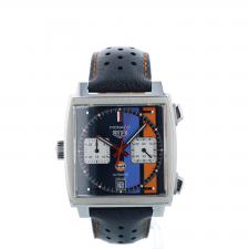 Gents Tag Heuer Monaco CAW211R Steel case with Blue and Orange dial