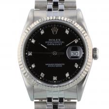 Gents Rolex Datejust 16234 Steel case with Black Diamond dial