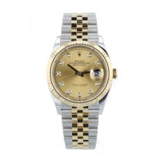 Gents Rolex DateJust 36 126233 18ct Yellow Gold Stainless Steel case with Champagne Diamond dial