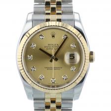 Gents Rolex Datejust 116233 18ct Yellow Gold Stainless Steel case with Champagne Diamond Set dial