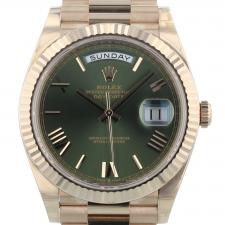 Gents Rolex Day Date 228235 18ct Rose Gold case with Green dial