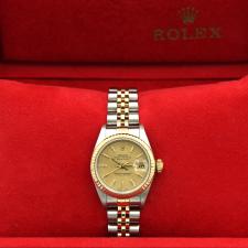 Ladies Rolex Datejust 79173 18ct Yellow Gold   Stainless Steel case with Gilt Tapestry dial