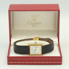 Ladies Cartier Tank 39768 Gold Plated case with Silver dial