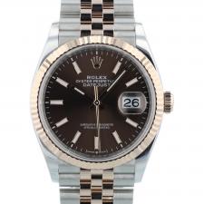 Gents Rolex DateJust 36 126231 18ct Rose Gold Stainless Steel case with Chocolate dial