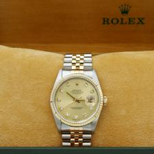 Gents Rolex DateJust 16233 18ct Yellow Gold Stainless Steel case with Champagne Diamond Set dial
