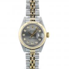 Ladies Rolex DateJust 79173 18ct Yellow Gold Stainless Steel case with Silver Diamond Dot dial