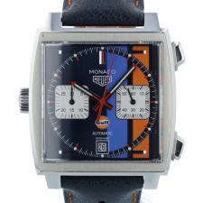 Gents Tag Heuer Monaco CAW211R Steel case with Blue and Orange dial