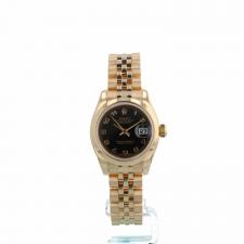 Ladies Rolex DateJust 179165 18ct Rose Gold case with Black dial