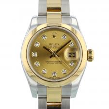 Ladies Rolex DateJust 179163 18ct Yellow Gold   Stainless Steel case with Gilt   Diamond dial