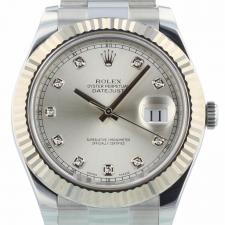 Gents Rolex Datejust II 116334 Steel case with Silver Diamond Dot dial