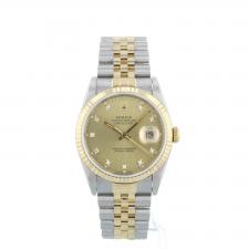 Gents Rolex Datejust 16233 18ct Yellow Gold   Stainless Steel case with Champagne Diamond Set dial