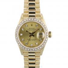 Ladies Rolex DateJust 69178 18ct Yellow Gold case with Champagne Diamond Set dial