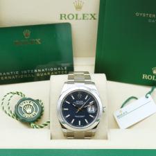 Gents Rolex Datejust 41 126300 Steel case with Blue Fluted Motif dial