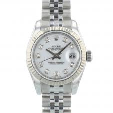 Ladies Rolex Datejust 179174 Steel case with White Diamond dial