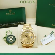 Gents Rolex Day Date 40 228238 18ct Yellow Gold case with Champagne dial