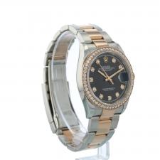 Gents Rolex Datejust 36 126281RBR 18ct Rose Gold   Stainless Steel case with Black Diamond Set  dial