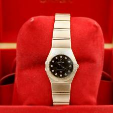 Ladies Omega Constellation 12350246063002 18ct Rose Gold case with Chocolate Diamond Set dial