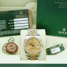 Gents Rolex Datejust 36 116233 18ct Yellow Gold   Stainless Steel case with Champagne Diamond Set dial