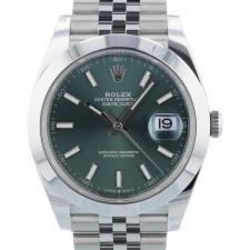 Gents Rolex Datejust 41 126300 Steel case with Mint Green dial