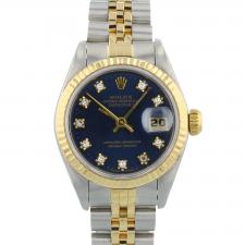 Ladies Rolex DateJust 69173 18ct Yellow Gold   Stainless Steel case with Blue Diamond dial